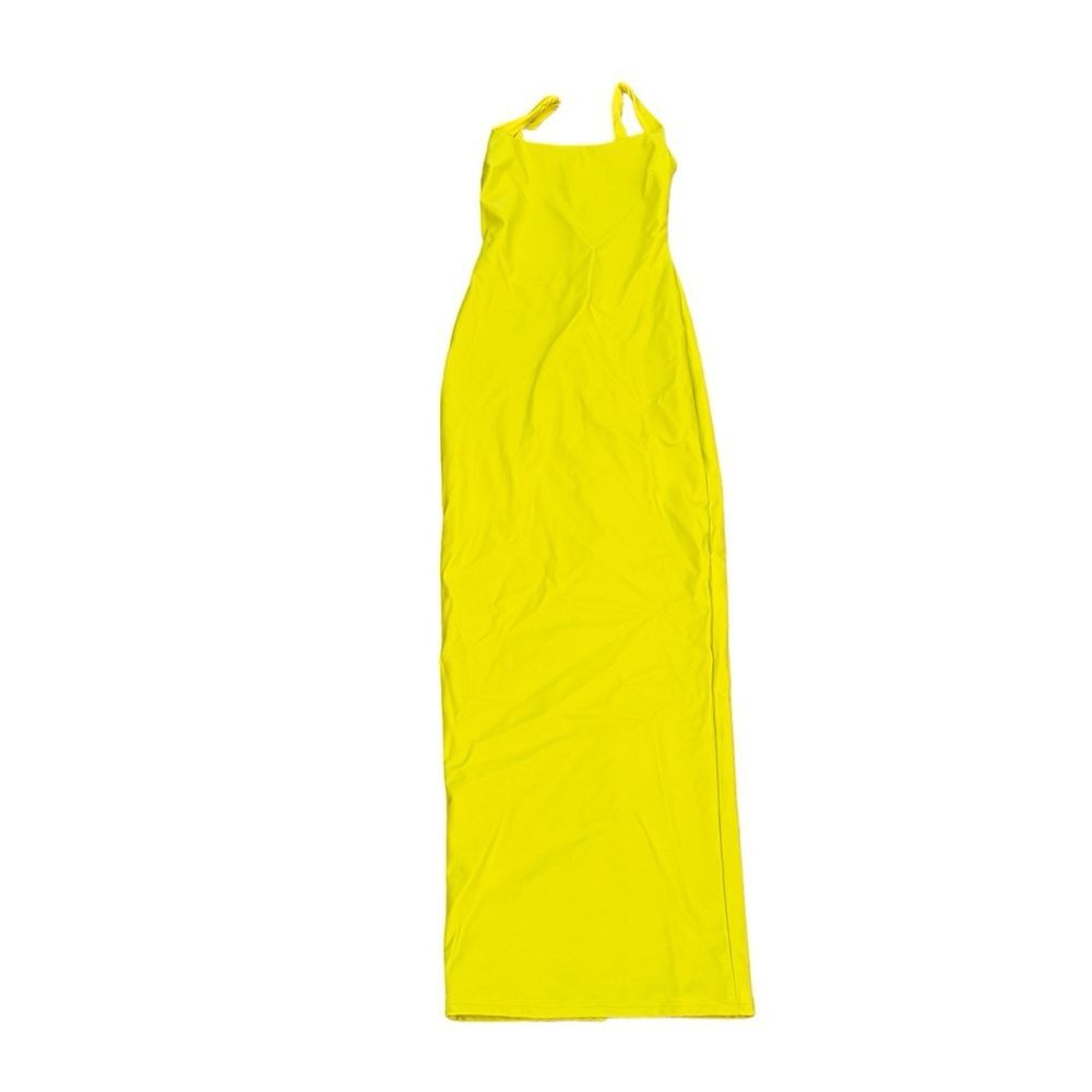 Naked Wardrobe Neon Yellow Faux Leather Maxi Dress